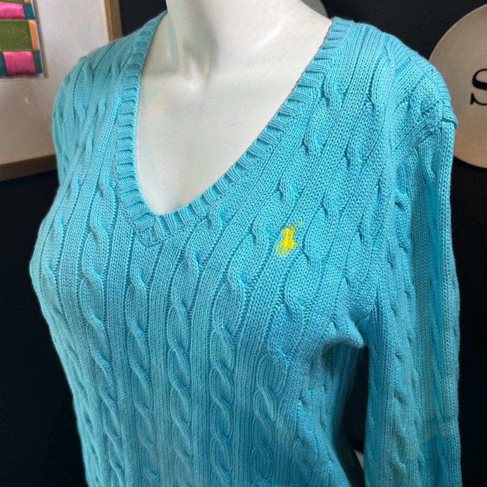 Ralph Lauren Turquoise Cable Knit Sweater